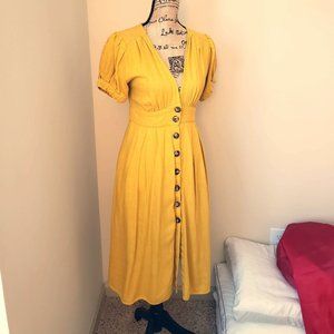 Mustard-colored Midi Dress